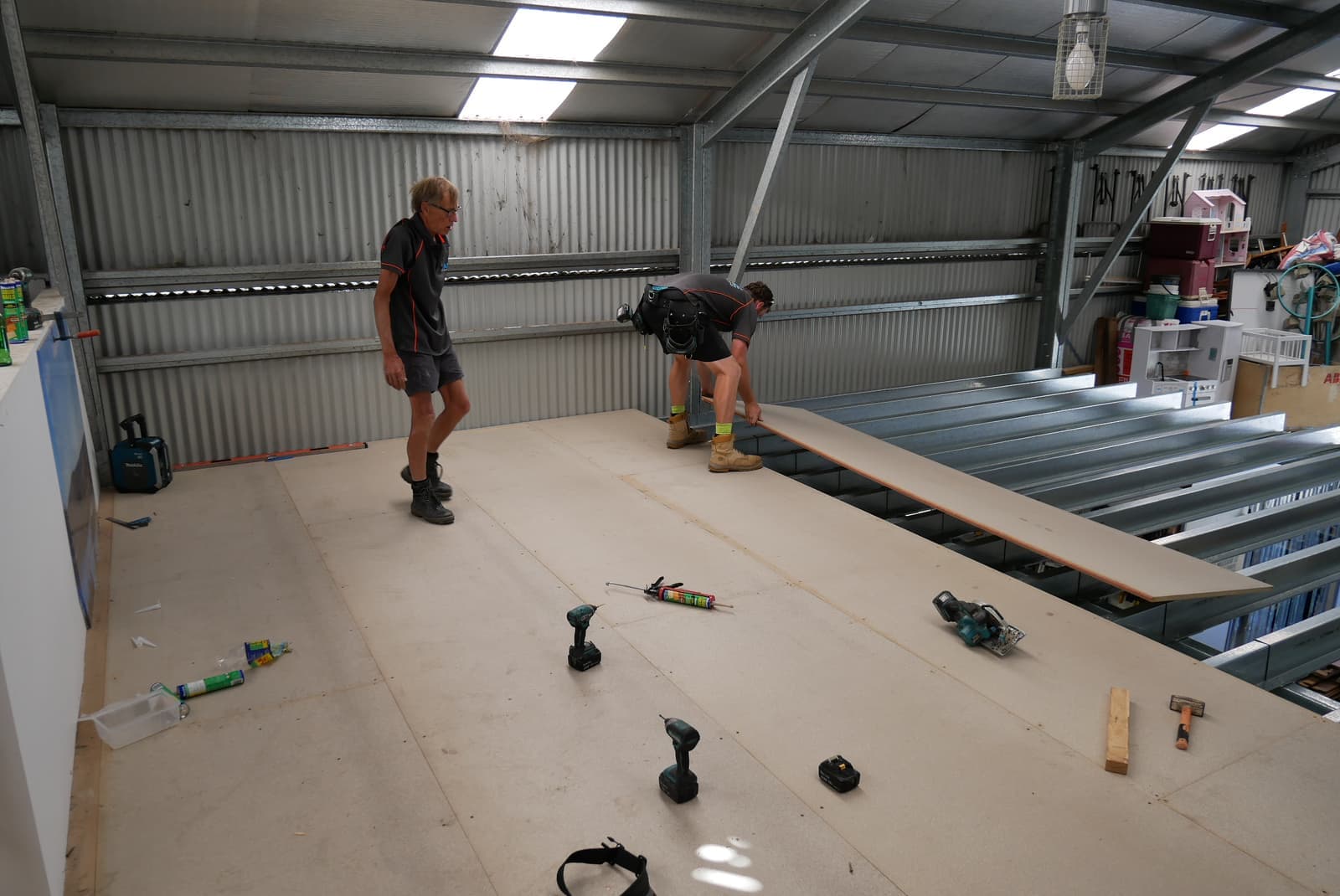 Renovation work inside the Shed workshop