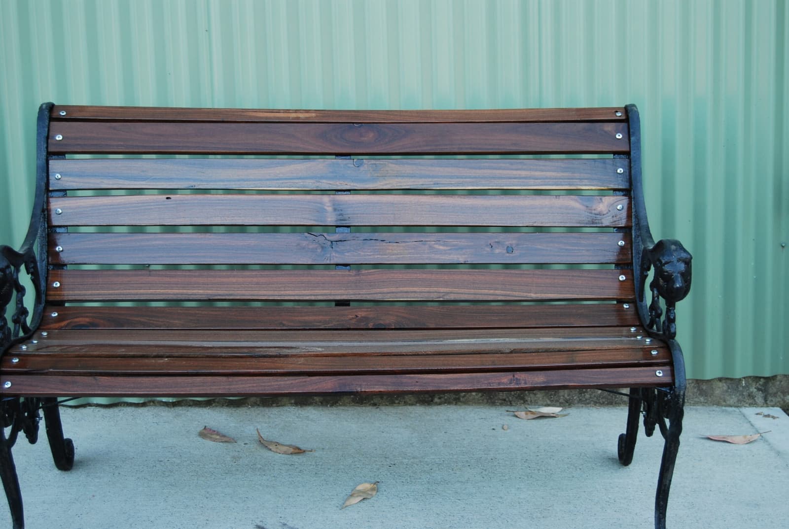 Restored cast-iron bench with Brigalow timber slats
